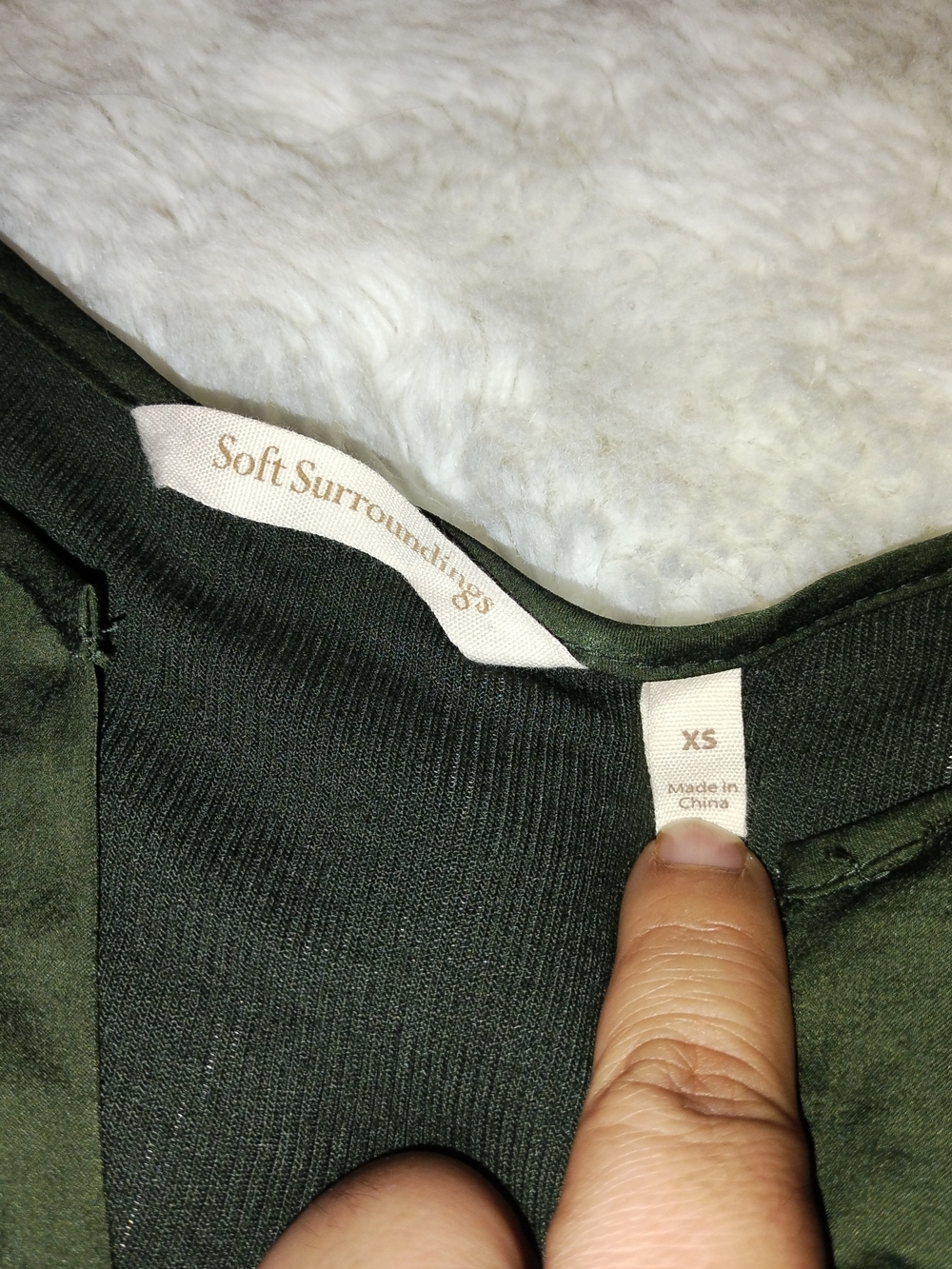 Soft Surroundings Dark Olive Long-Sleeve Notch Neck Tunic - Picture 3 of 7